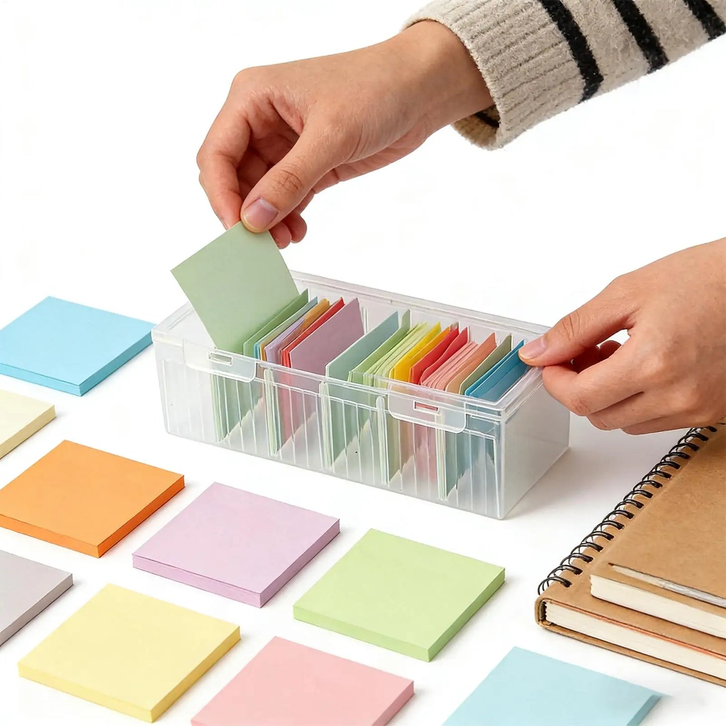 Clear Plastic Card Storage Box with Adjustable Dividers