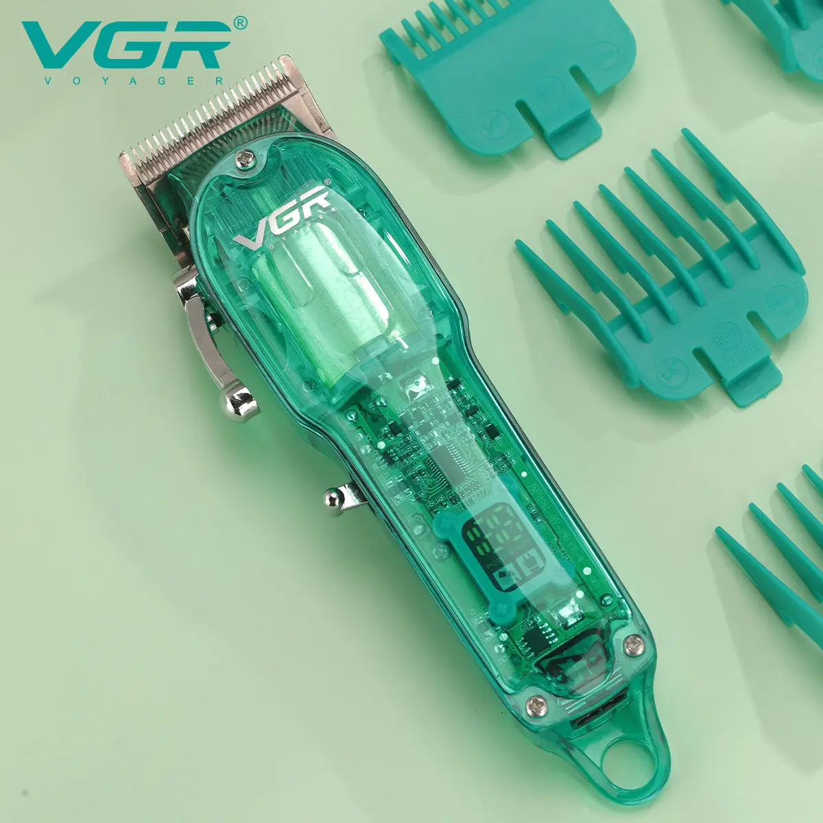VGR 660 Hair Clipper Transparent Hair Cutting Machine Cordless Hair Trimmer Electric Barber Digital Display Clipper for Men Peaceful Pleasures Health and Wellness