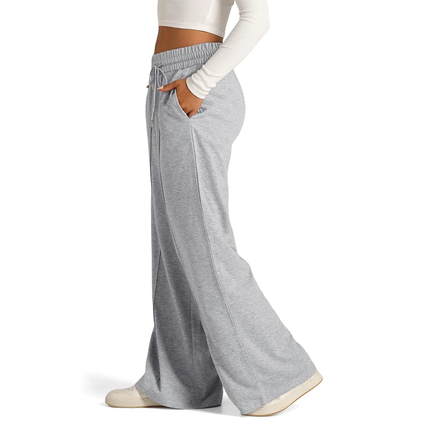 Women's High Waist Wide Leg Fleece Jogger Sweatpants