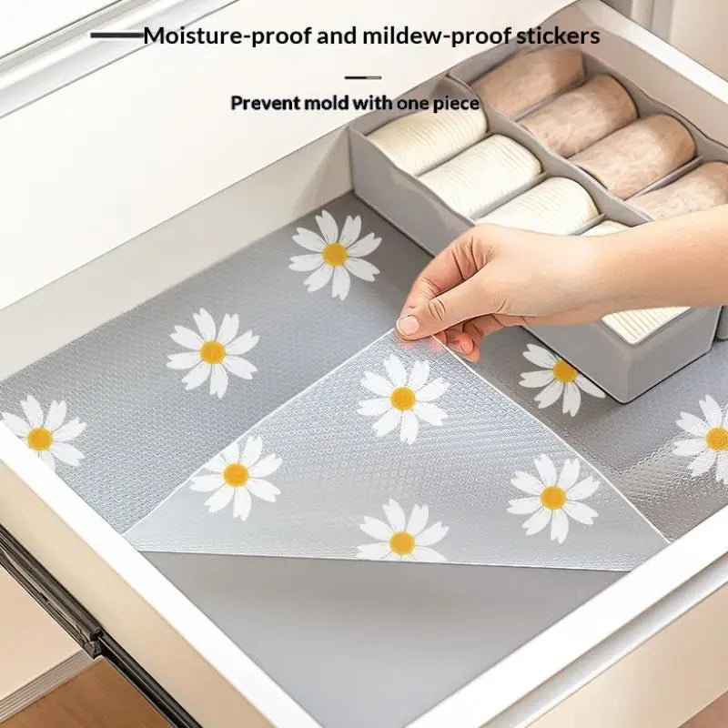 Floral EVA Drawer Mat – Waterproof Non-Slip Cabinet Liner