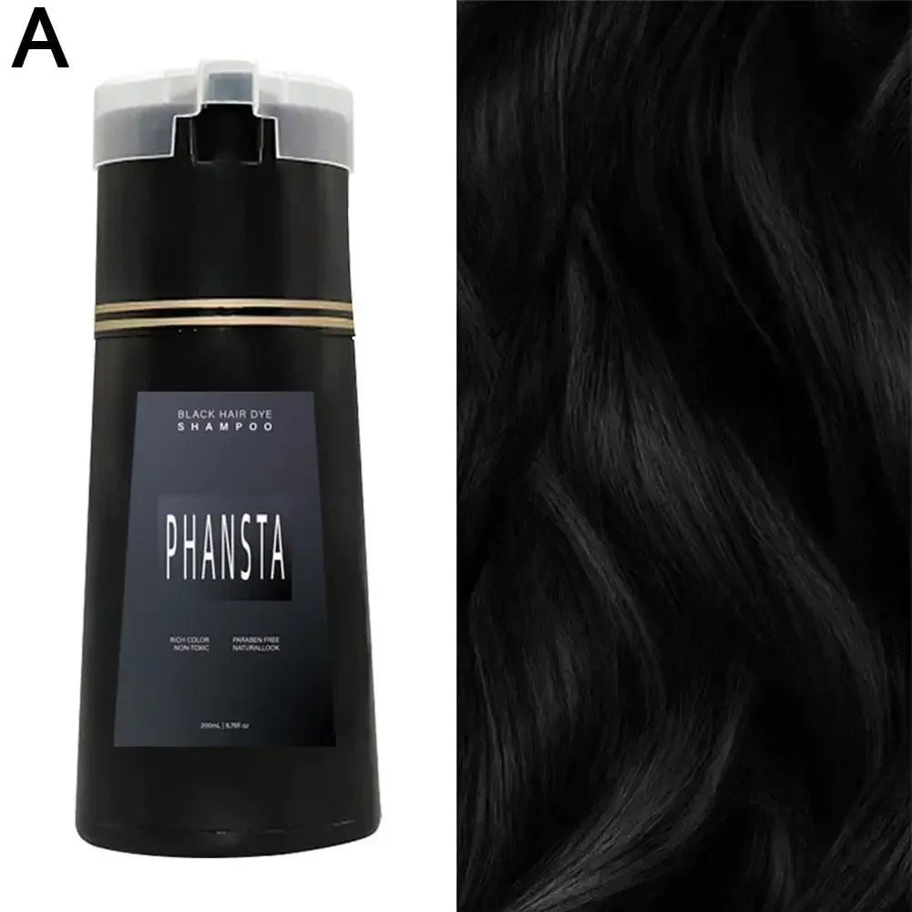 PHANSTA Hair Dye Shampoo Hair Instant Dye Shampoo,Hair Dye Coloring Shampoo For Gray Hair Long Lasting Nourish For Men Wome K7W0 Peaceful Pleasures Health and Wellness A-black CN