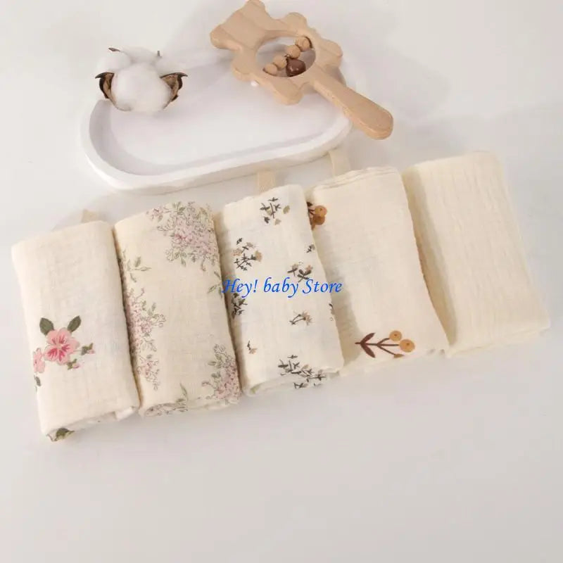 4-Layer Cotton Burp Cloths for Newborns – 5-Pack Washcloths