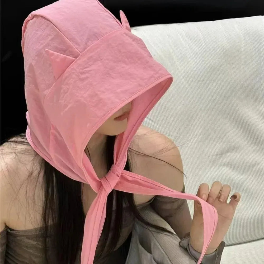 2026 Fashion Summer Fisherman Hat with Strap Trendy Qiuck Dry Cute Ear Design Sunshade Caps for Summer Beach Fishing Hiking Peaceful Pleasures Health and Wellness