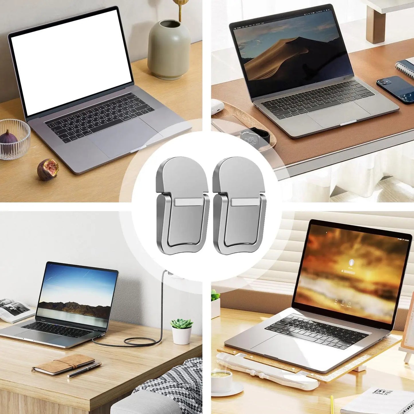 Mini Foldable Laptop Stand Riser 2-Pack – Portable ABS Elevator