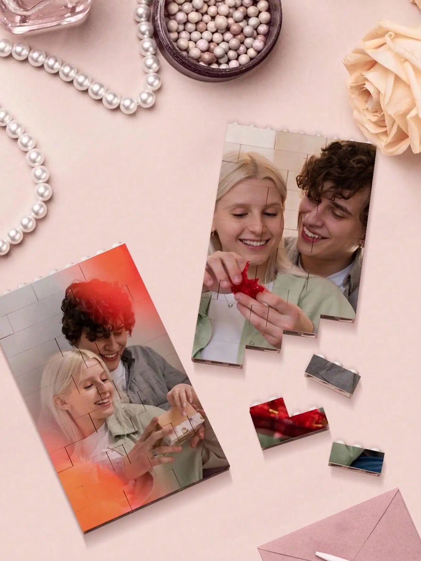 Custom Photo Puzzle Building Blocks Personalized Picture Toy Double Side Printing Gift for Mom Dad Couple Anniversary Decoration Peaceful Pleasures Health and Wellness