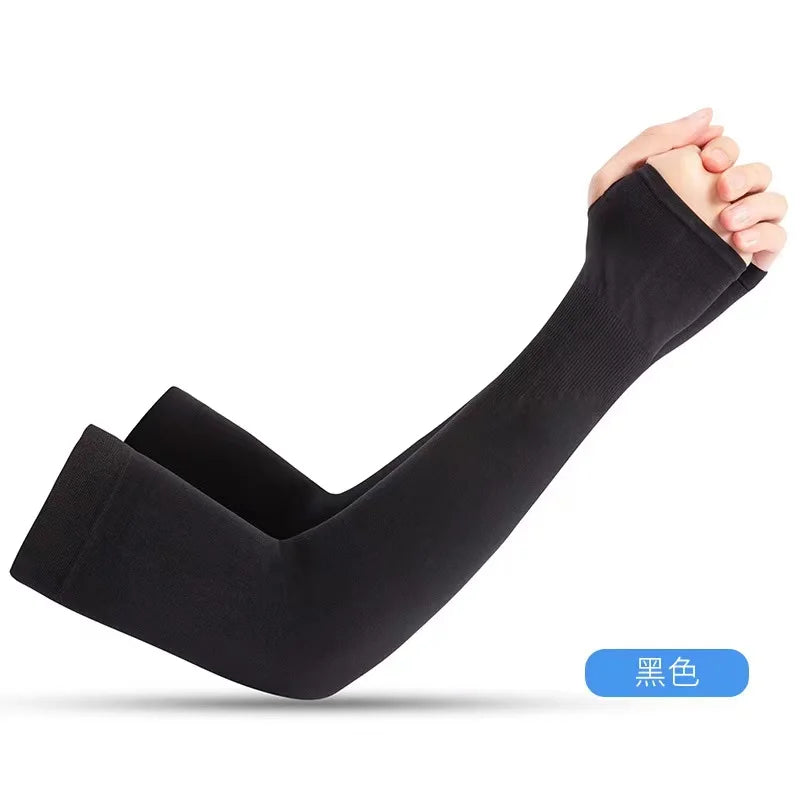 1 Pair Ice Silk Sun Protection Arm Covers Unisex Elbow Cover Outdoor Cycling Running Fishing Driving Cool Anti-UV Arm Sleeves Peaceful Pleasures Health and Wellness 1Pair-Black 40CM