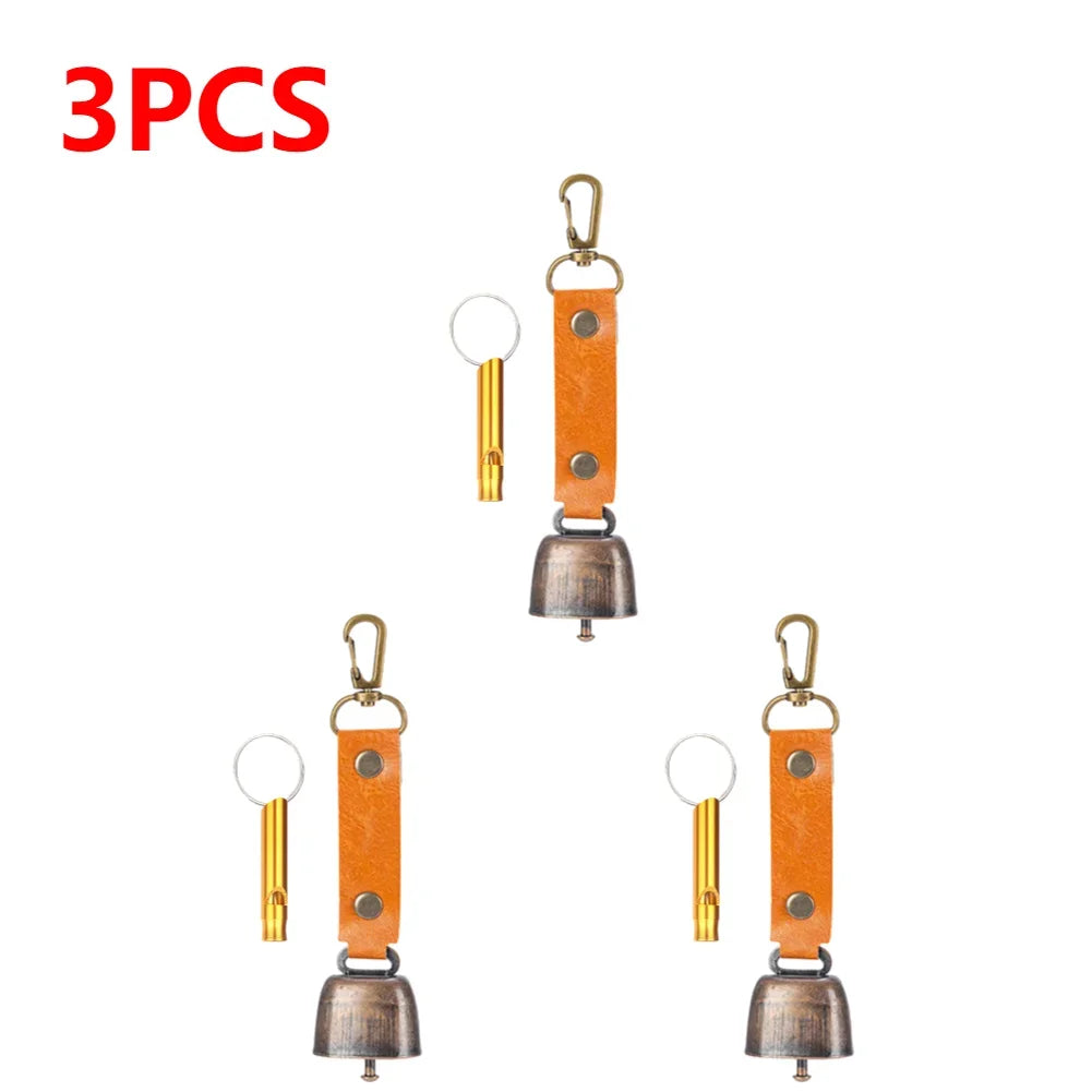 Outdoor Repellent Bear Bell Camping Retro Wind Chime Keychain Accessories Hiking Reminder Pet Pendant Bell for Fishing Peaceful Pleasures Health and Wellness caramel color-2