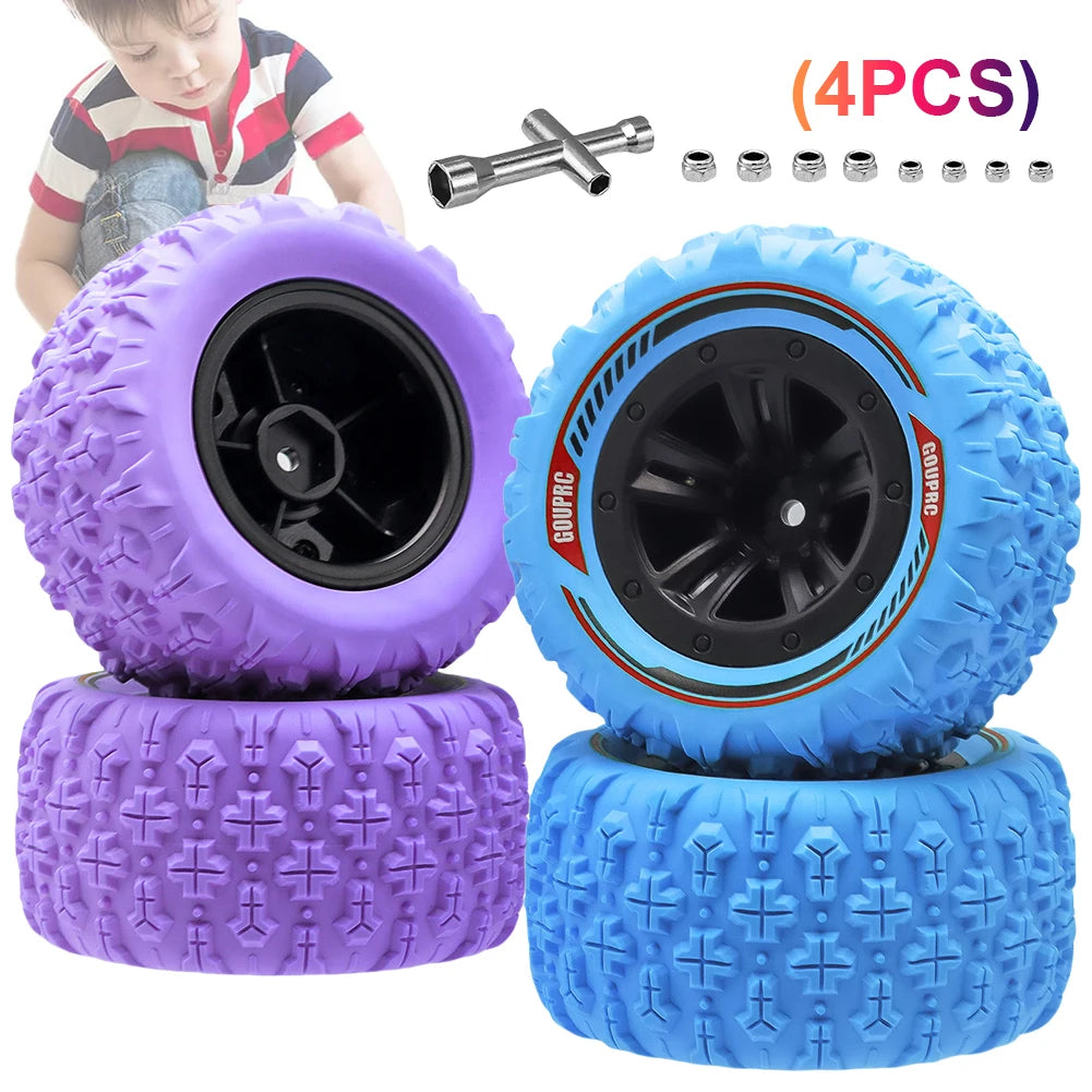 4Pcs 12mm Hex RC Wheels and Tires Swamp Claw Mud Terrain Tires Accessories RC Tires Wheels for 1/14 1/16 RC Car Crawler Peaceful Pleasures Health and Wellness
