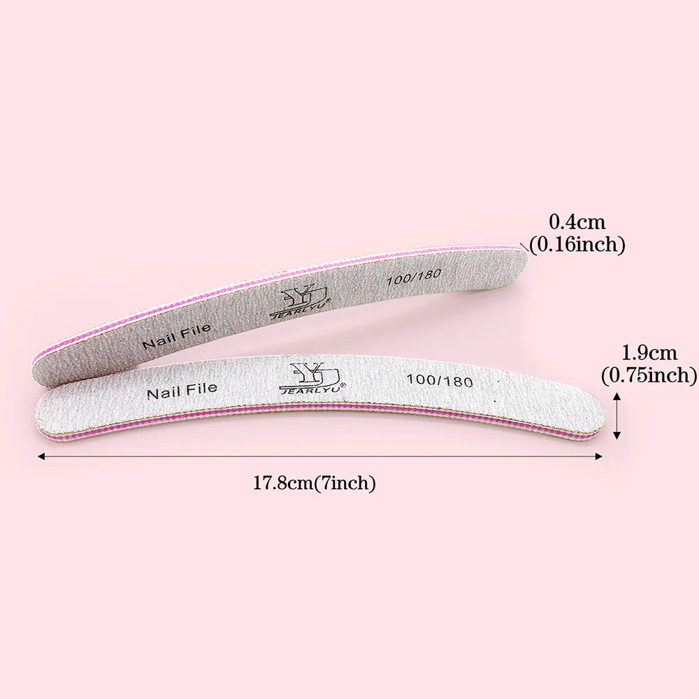 5Pcs/Lot Nail File Mix Color Limas 80/100/150/180/240 Grit Professional Sandpaper Cuticle Remover Buffer Files Manicure Tool Set Peaceful Pleasures Health and Wellness Curved-Grit100-180