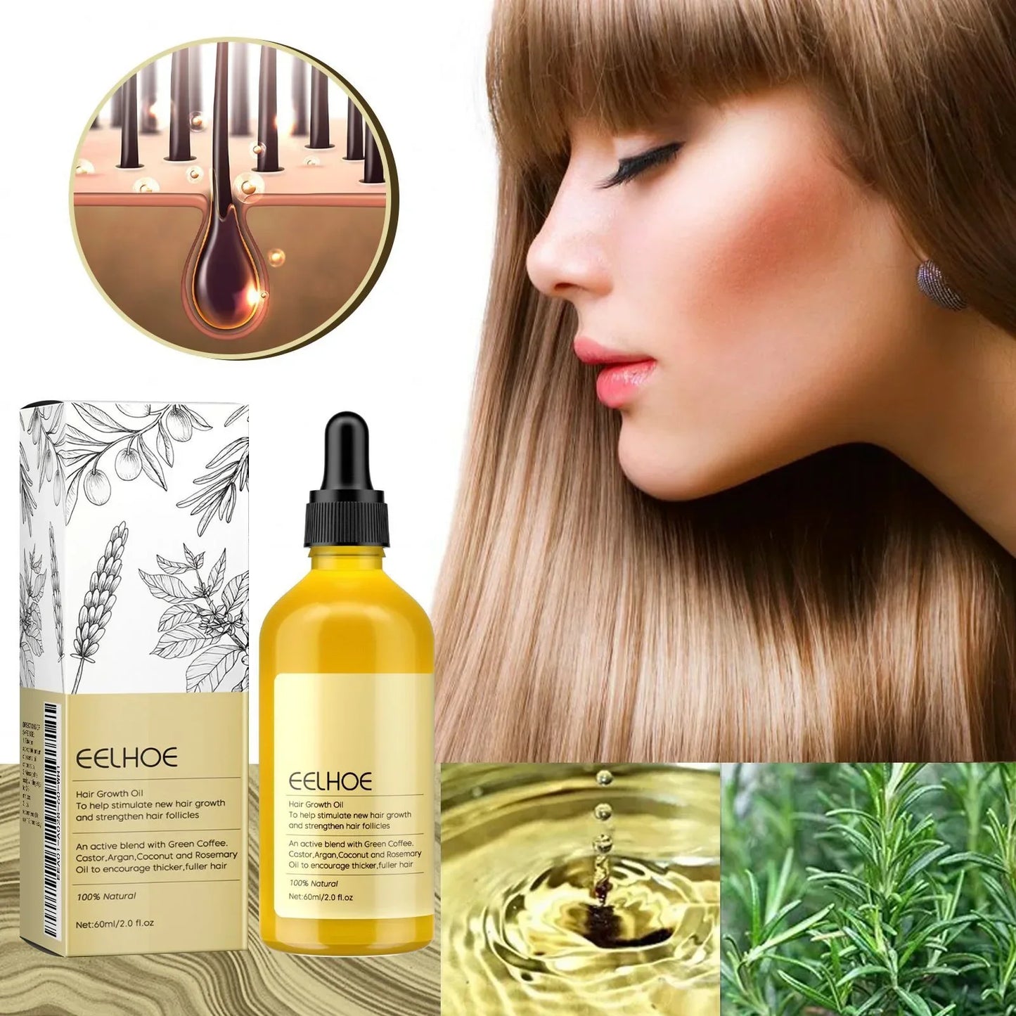 Rosemary & Lavender Hair Essential Oil – 60ml Nourishing Peaceful Pleasures Health and Wellness