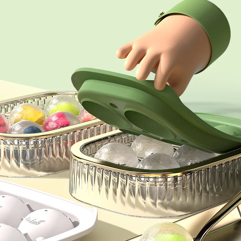 Large-capacity spherical ice box new silicone ice lattice mold food grade household ice mold with cover round ice lattice mold Peaceful Pleasures Health and Wellness