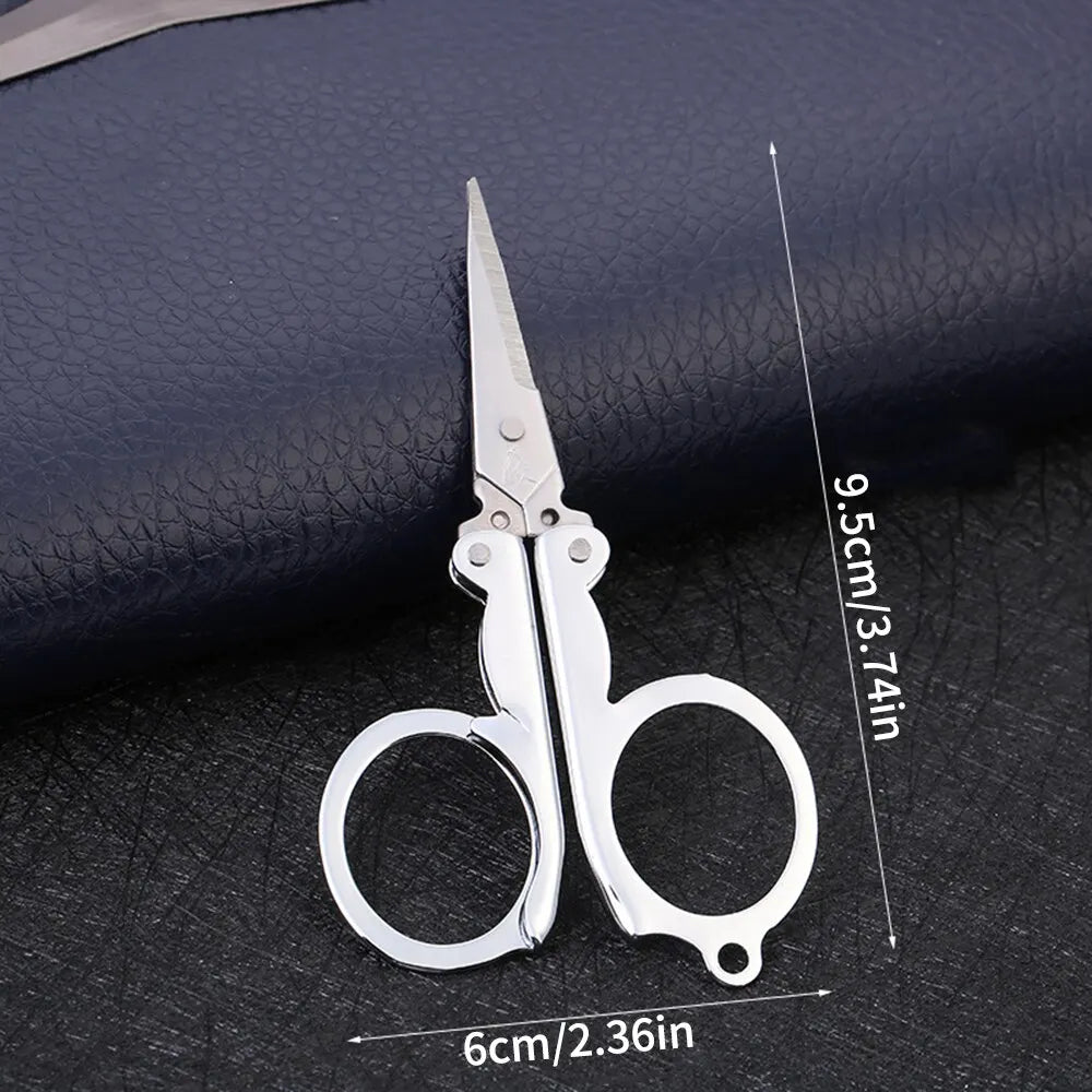 Folding Pocket Scissors Multifunctional Stainless Steel Folding Small Scissors Household Mini Thread Cutting Nail Tools Stainles Peaceful Pleasures Health and Wellness