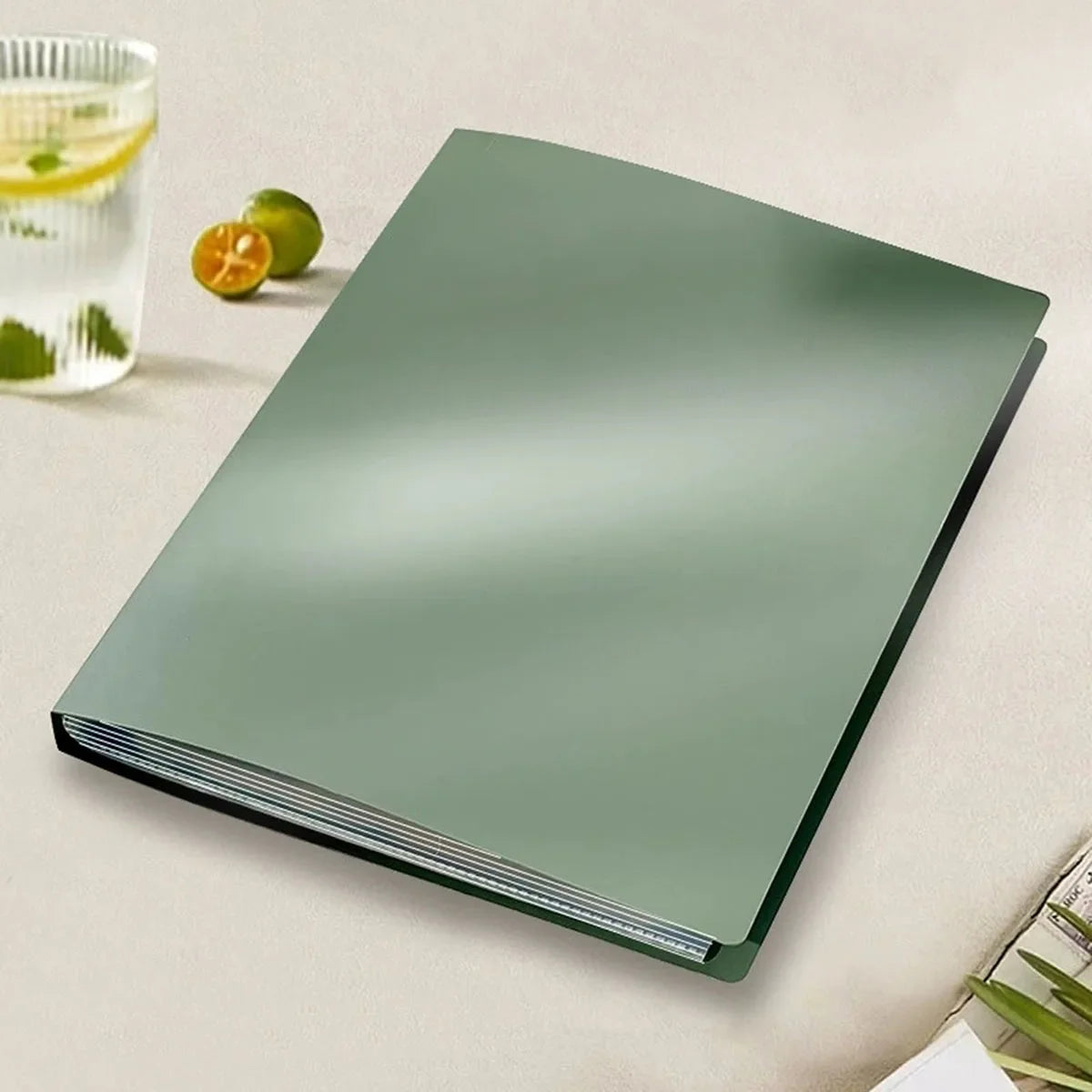 A4 Data Book Green Gradient Color Folder Student Exam Paper Storage Book Large Capacity 30 Pages Practical Office Supplies New Peaceful Pleasures Health and Wellness Forest Green