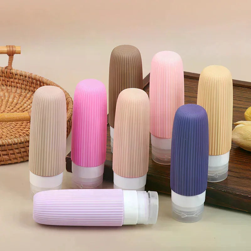 4Pcs/Set Silicone Travel Bottles 90ml Travel Size Containers Leak Proof Refillable Liquid Squeezable Clear Toiletry Bag Peaceful Pleasures Health and Wellness