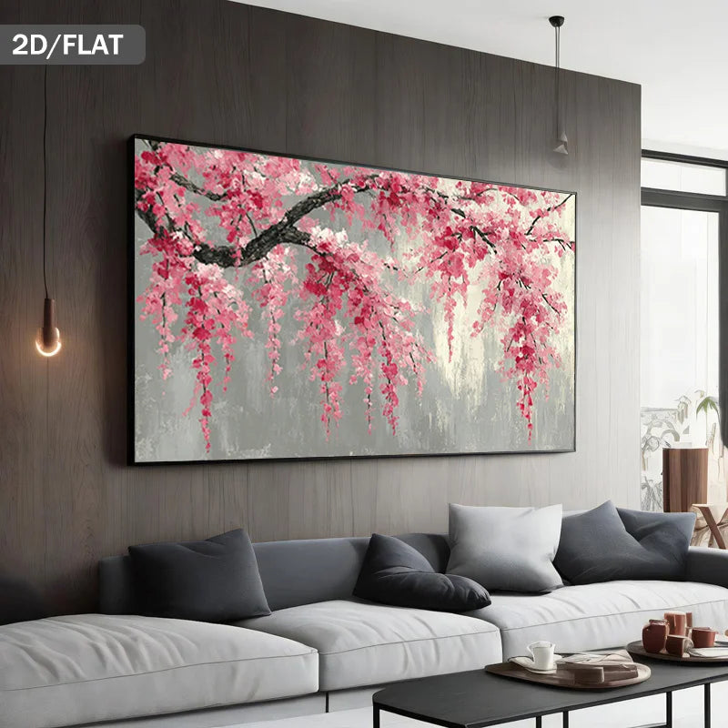 Modern Cherry Blossom Canvas Wall Art – Minimalist Unframed Canvas Wall Art Peaceful Pleasures Health and Wellness