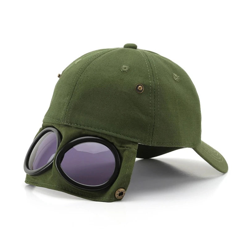 Pilot-Style Baseball Cap with Sunglasses | Men's Cotton Hat