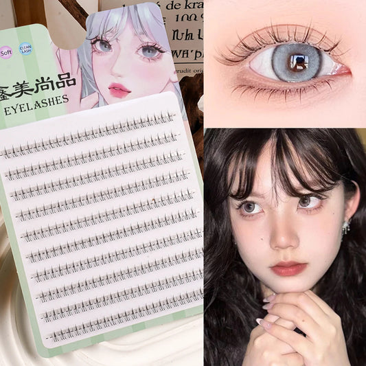 Lower Eyelash V-Shaped Clusters Fake Lashes 10 Rows Air Sensation Eyelashes Natural Transparent Stem Makeup Extension Tools Peaceful Pleasures Health and Wellness 5