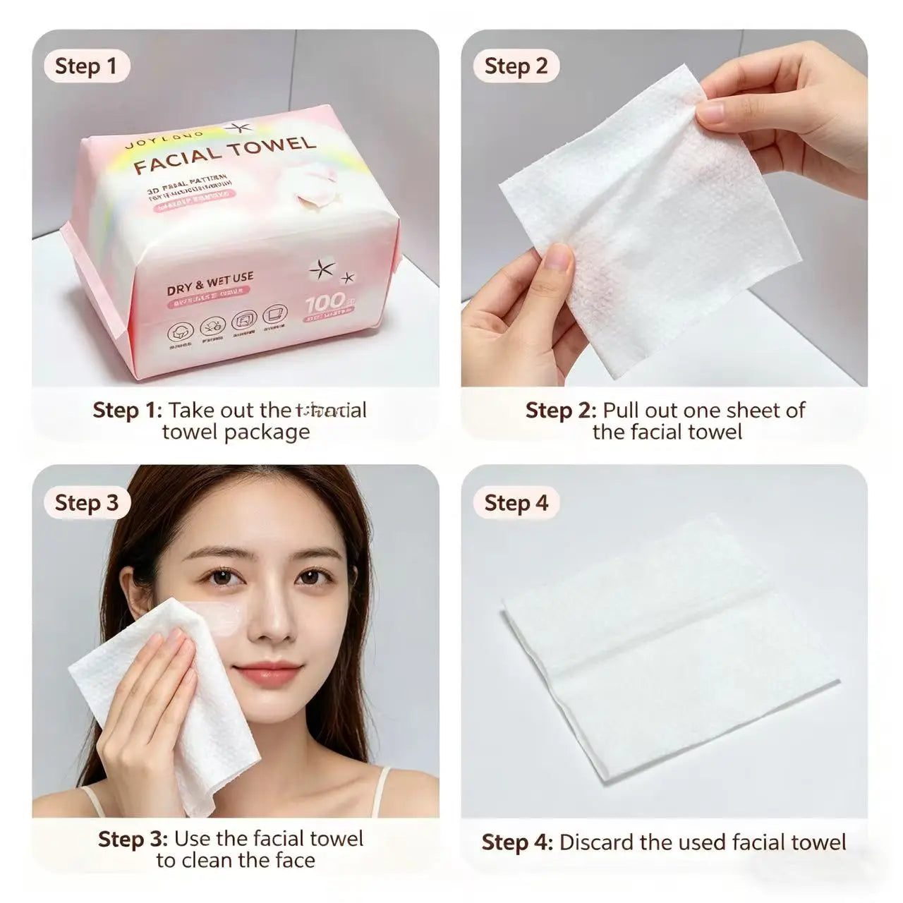 100 Reusable Cotton Face Towels | Pearl-Pattern Dry & Wet Use Reusable Face Towels Peaceful Pleasures Health and Wellness