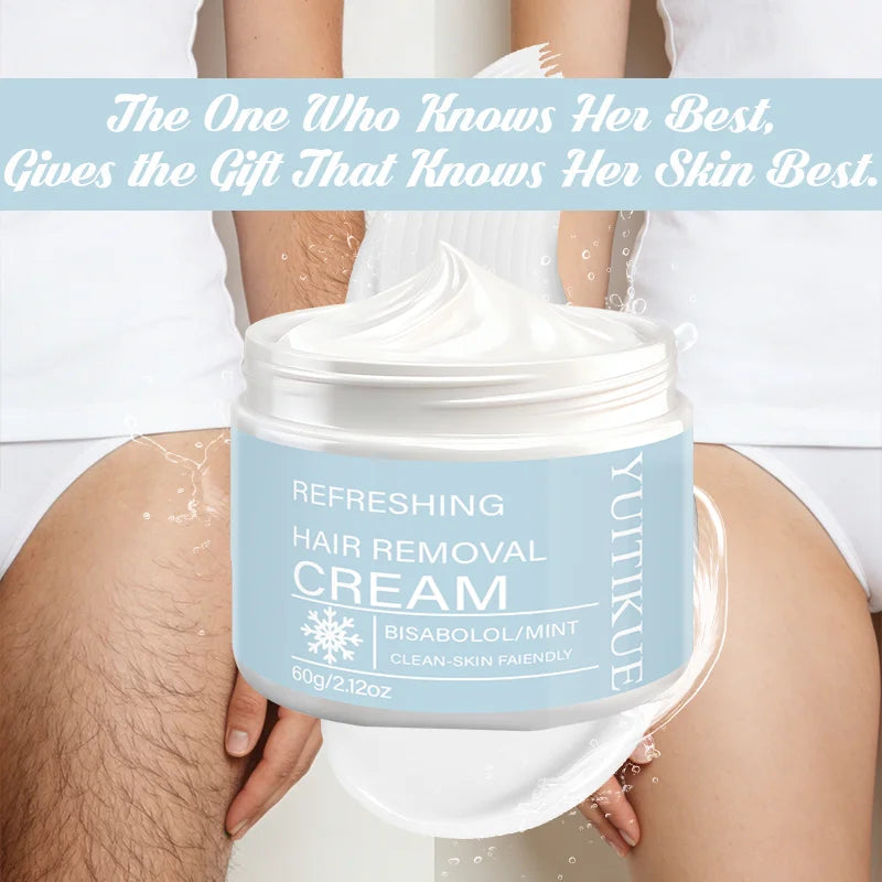 Yuitikue Refreshing Hair Removal Cream, 60g Bisabolol & Mint Infused Hair Remover for Gentle & Clean-Skin Friendly Formula Peaceful Pleasures Health and Wellness