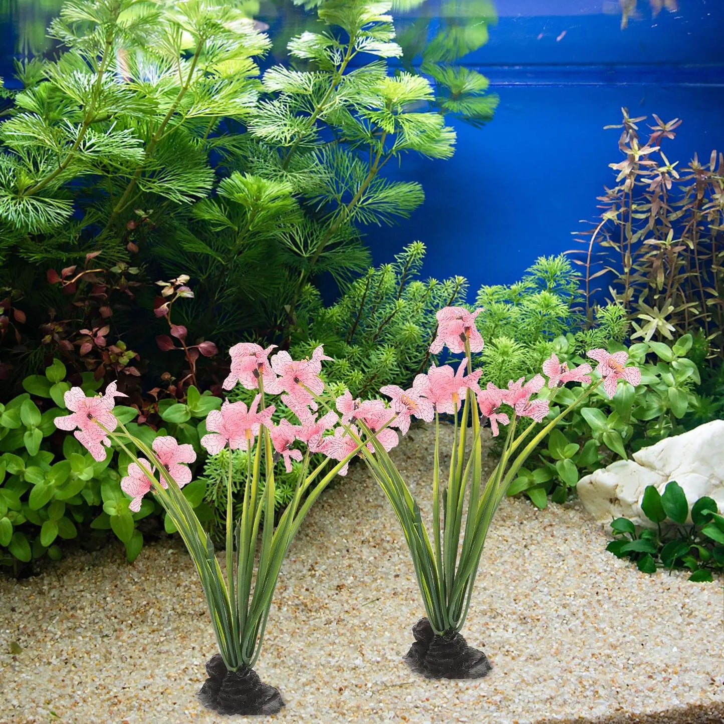 2-Pack Silk Aquarium Plants Pink Purple | Fish Tank Décor