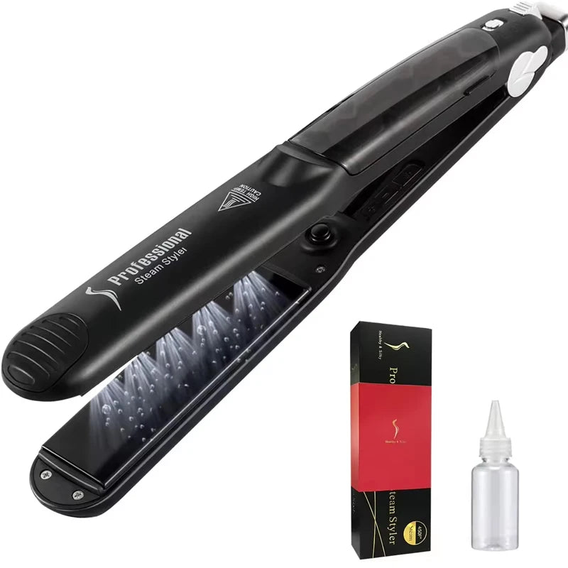 Beauty Salon Dry Wet Dual Purpose Professional Fast Straightener Hair Salon Special Ceramic Straightener Flat Iron Peaceful Pleasures Health and Wellness black 100V-240V UK Plug