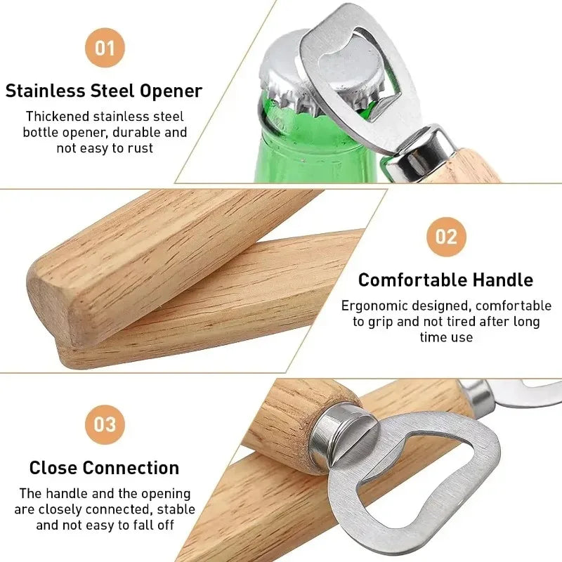 10pcs Beer Bottle Opener Wooden Bottle Opener For Home Kitchen Bar Restaurant Party Gift Kitchen Accessories Gadget Peaceful Pleasures Health and Wellness