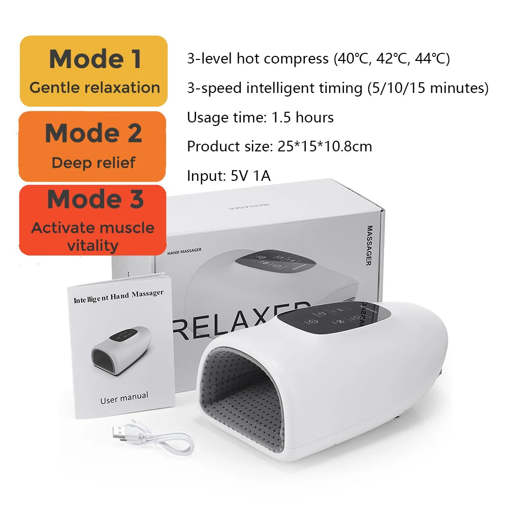 Smart Airbag Hand Massager Wireless Electric Hot Compress Carpal Tunnel Palm Acupoint Massager Vibration Kneading Finger Relax Peaceful Pleasures Health and Wellness Type 1