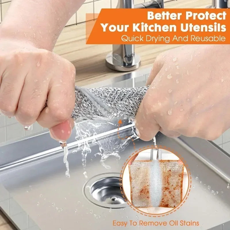 Steel Wire Cleaning Cloths – Kitchen Scrubbing Dish Rags 10–50 Pack