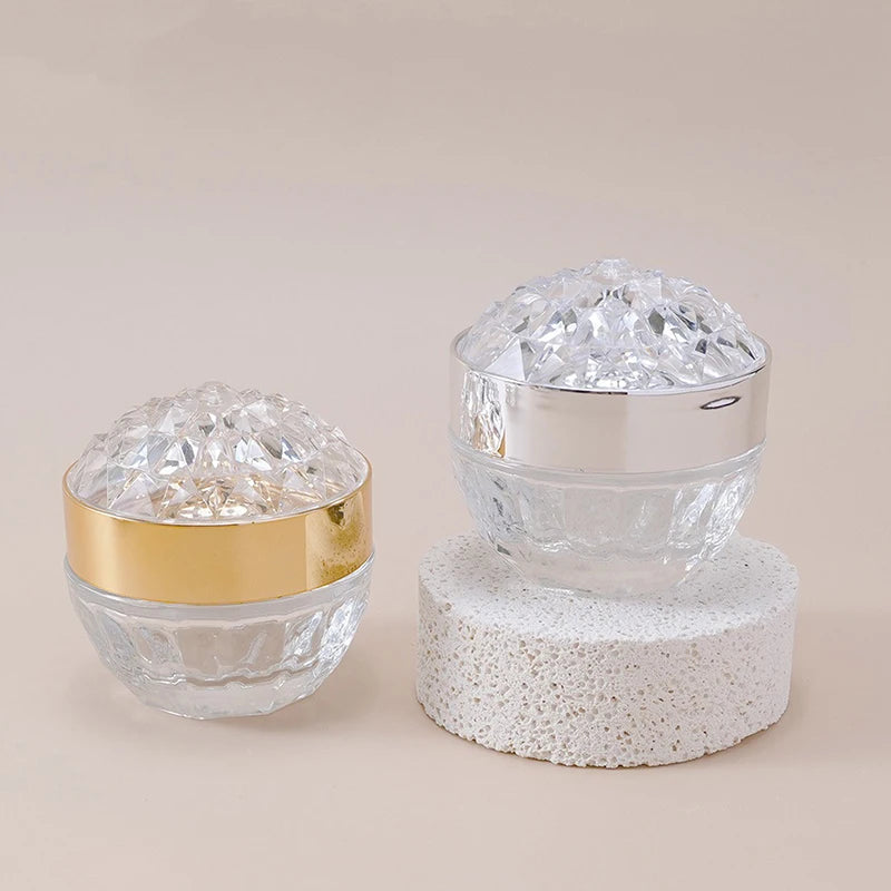 50g Glass Face Cream Jar With Lid Luxury Diamond Acrylic Cosmetic Jar Container For Cream Lotion Jars Travel Lotion Bottle Peaceful Pleasures Health and Wellness