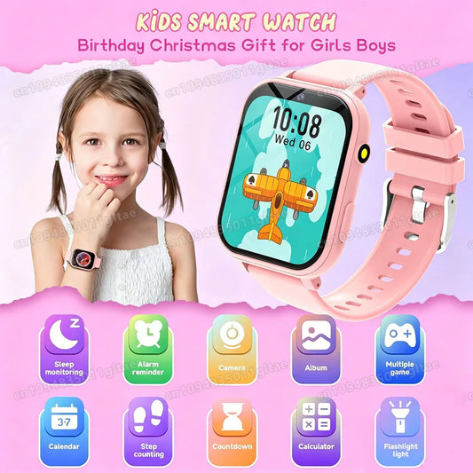 New Smartwatch For Kids HD Camera Flashlight Study Partners Multi Games Calculator Children's Day Birthday Gift Boys Girls HW12 Peaceful Pleasures Health and Wellness