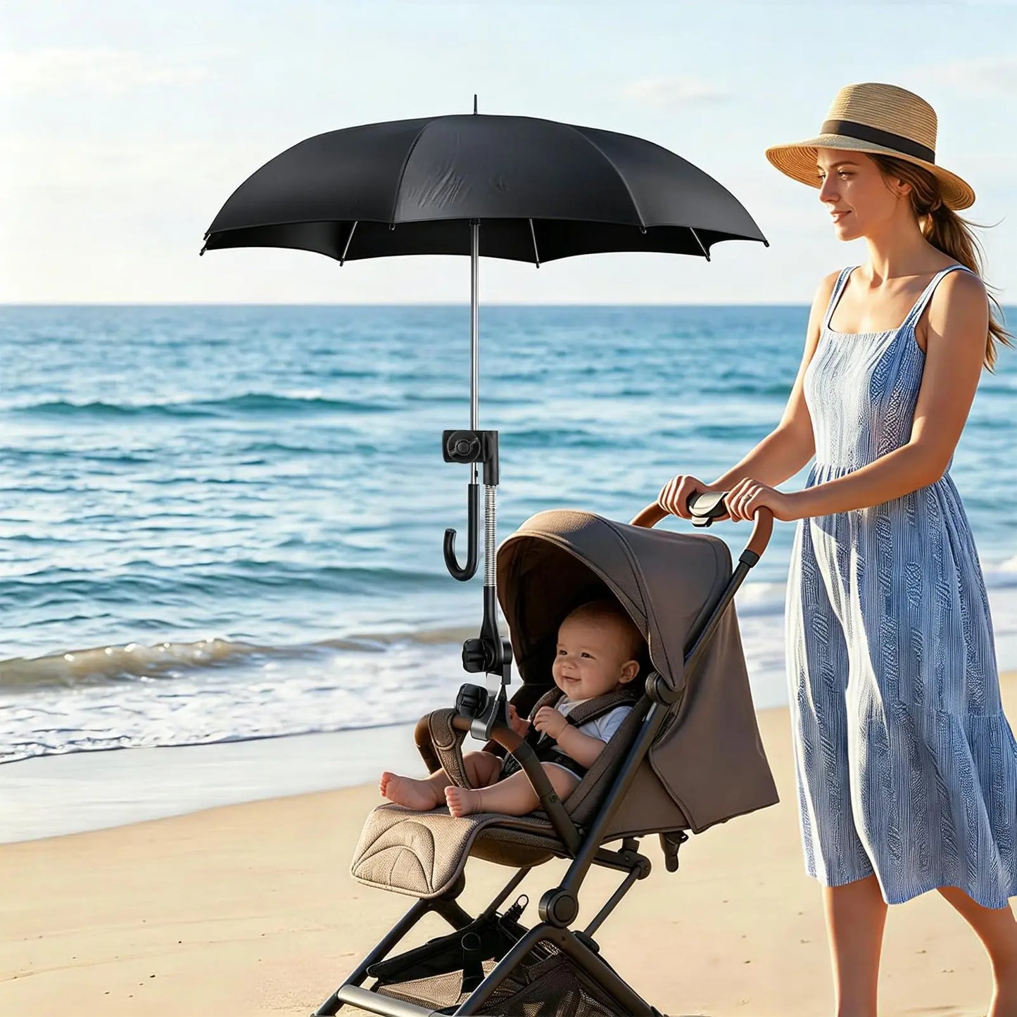 Umbrella Clip For Stroller 360 Degree Adjustable Secure Grip Wheelchair Umbrella Holder For Wheelchair Golf Beach Fishing Peaceful Pleasures Health and Wellness