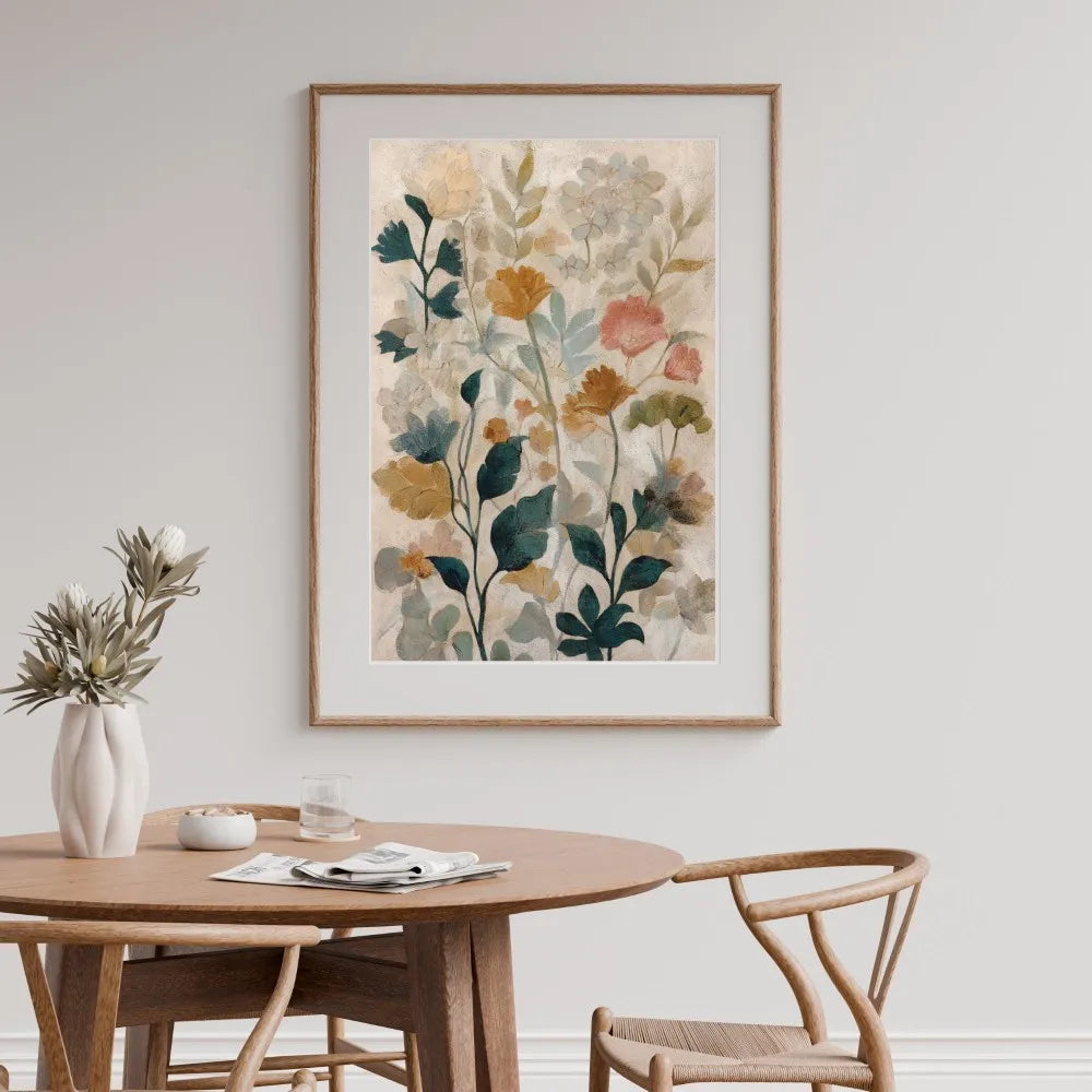 Vintage Floral Canvas Wall Art | Bohemian Earth-Tone Print