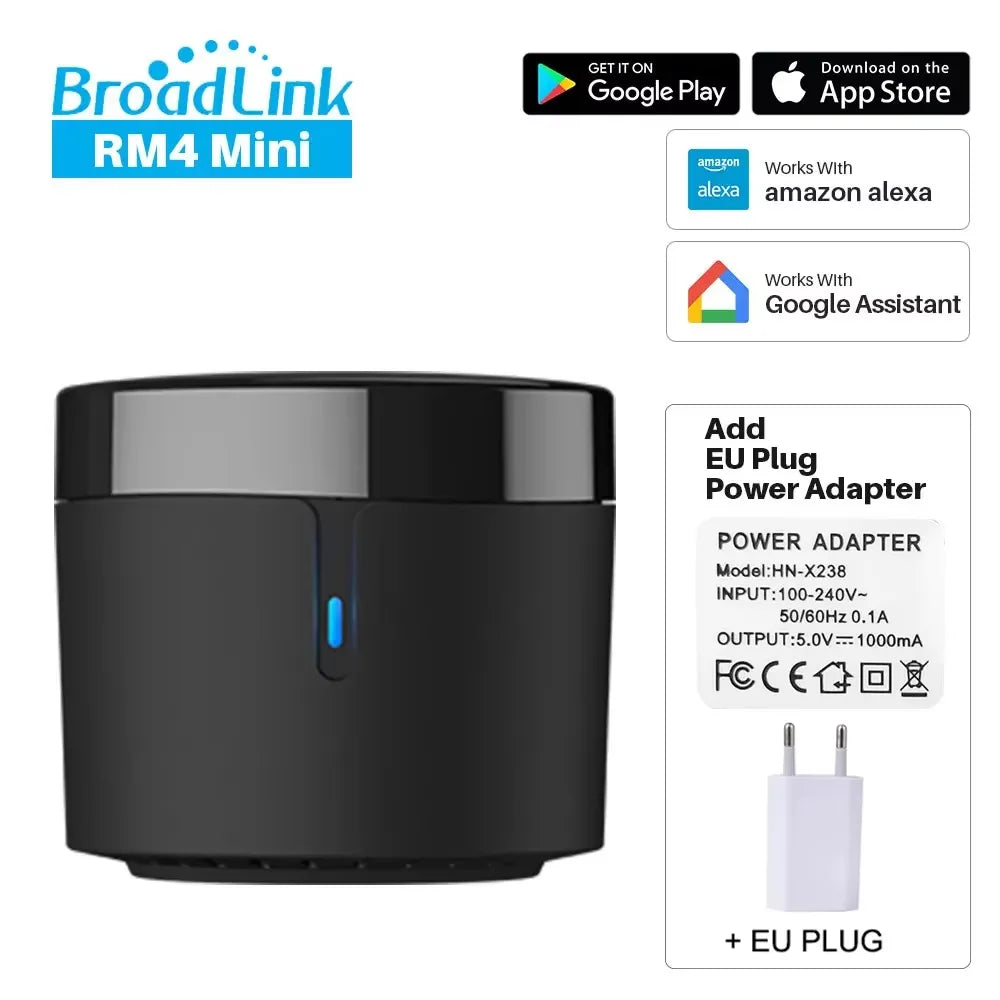 Broadlink Rm4 Mini Smart Remote Control Infrared Universal IR Audio Video Smart Home work with Google Home Alexa Peaceful Pleasures Health and Wellness Eu Rm4mini China Mainland