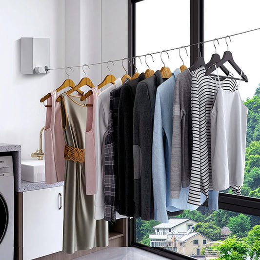 Retractable Clothesline Wall-Mounted Clothes Drying Rack Retractable Drying Rack Peaceful Pleasures Health and Wellness