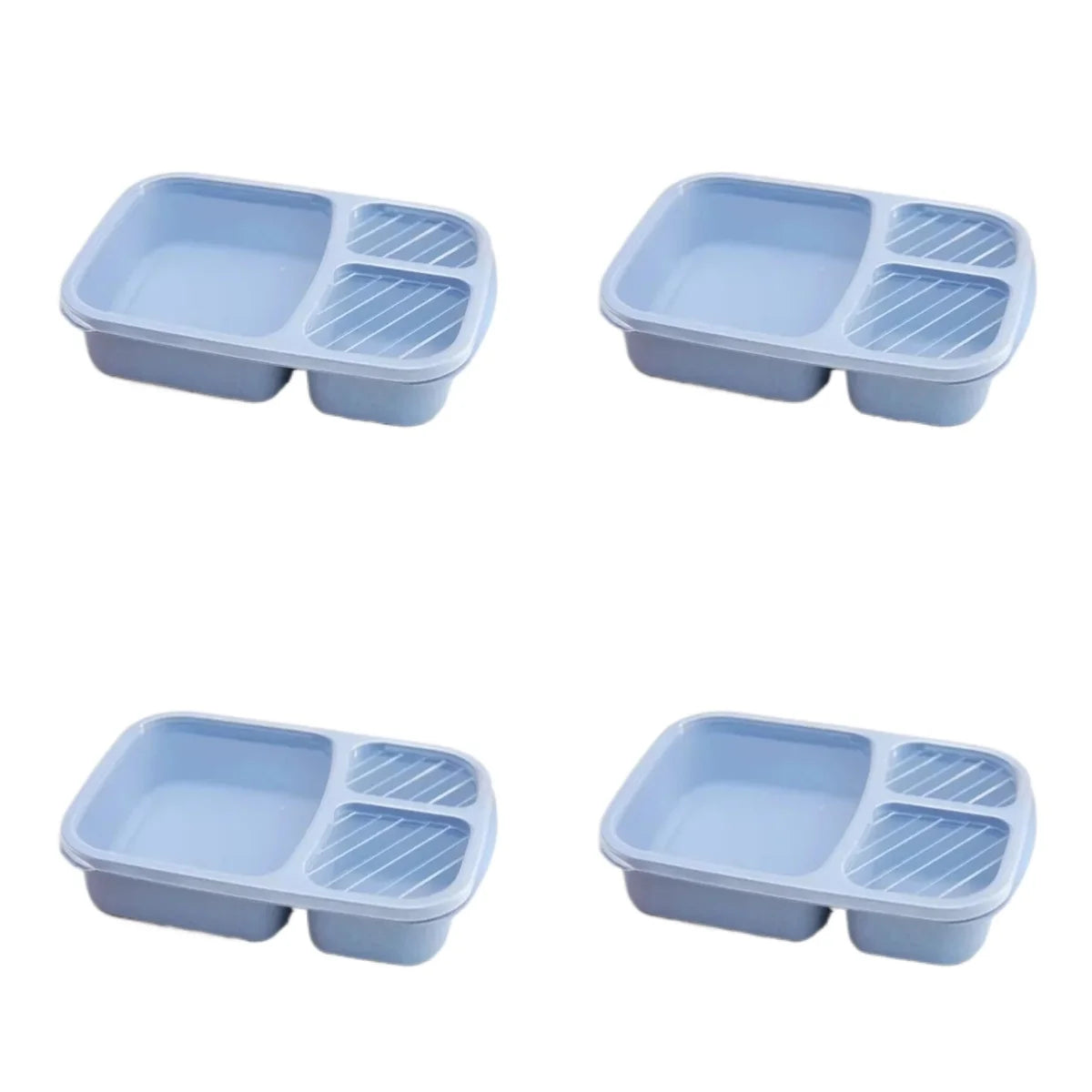 1/2pcs Bento Lunch Box Set 3 Compartment Food Storage Containers Wheat Straw Meal Prep Lunch Box Plastic Food Storage Containers Peaceful Pleasures Health and Wellness 4pcs blue