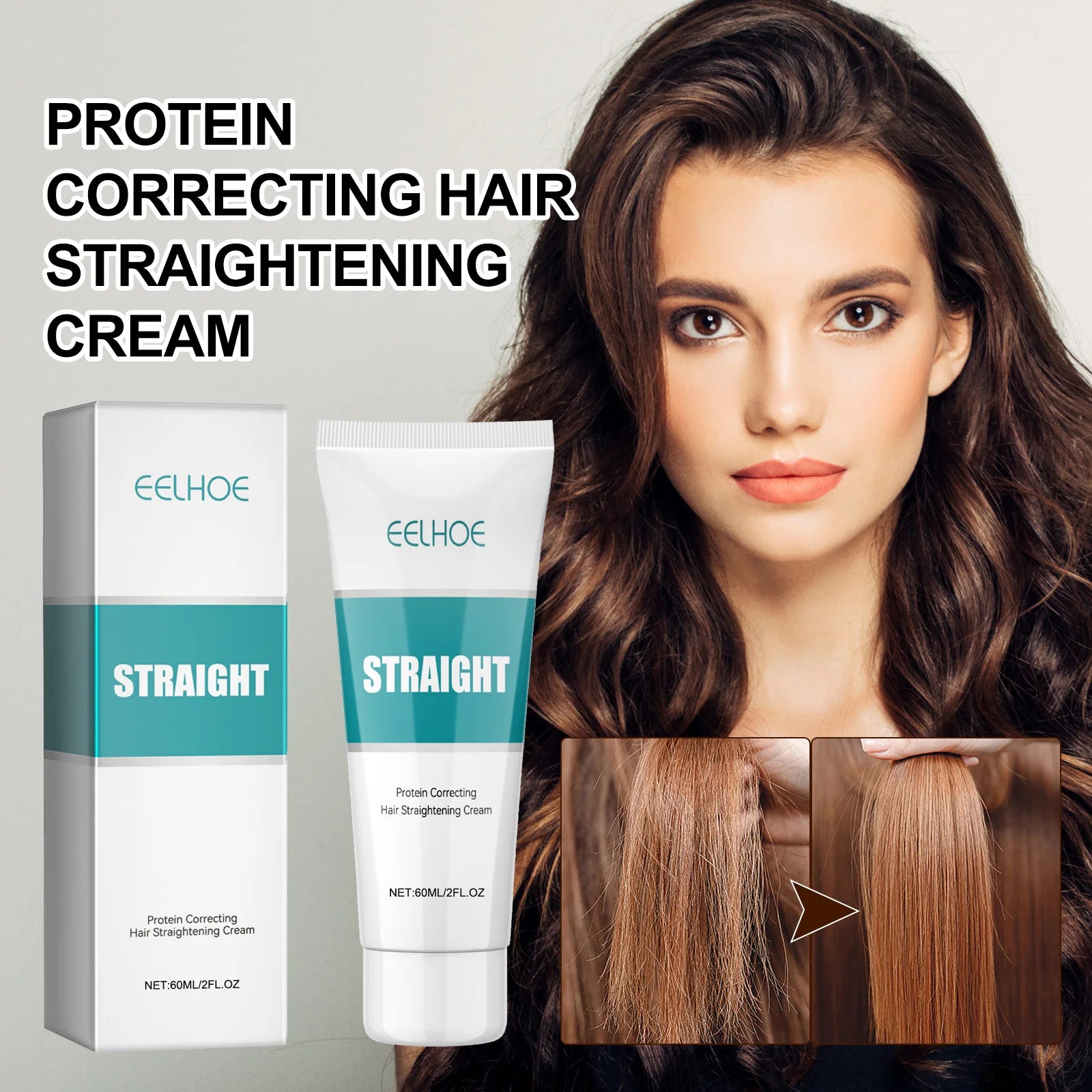 Keratin Hair Straightening Cream Hair Repair Conditioner Reduce Frizzy and Dry Hair Care Set Hair Salon Protein Correction Cream Peaceful Pleasures Health and Wellness