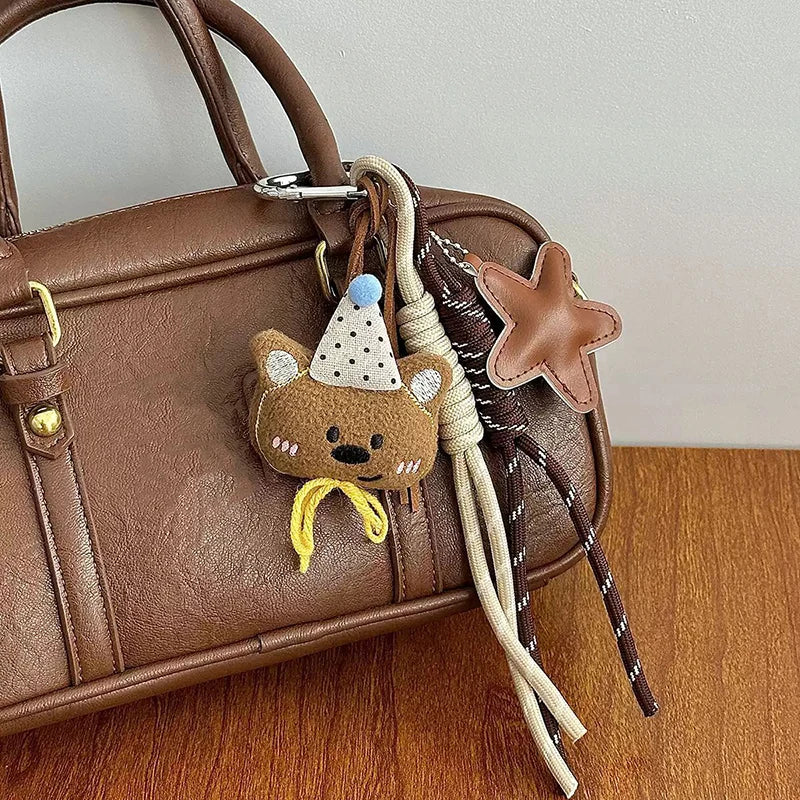 Kawaii Bear Plush Keychain – Cute Stuffed Animal Bag Pendant