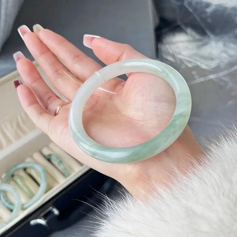 Imitation Jade Glass Bangle | Ice Transparent Women's Bracelet