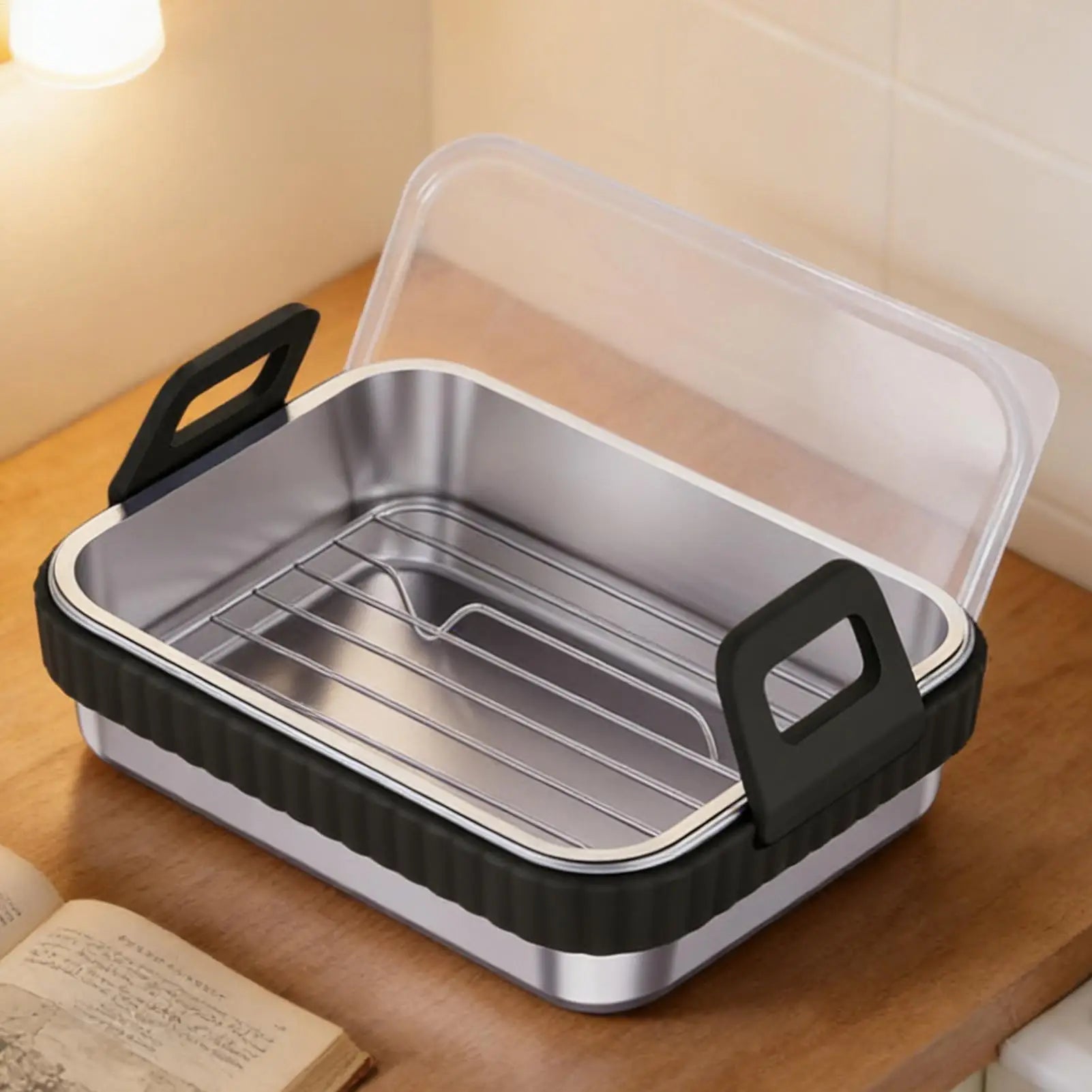 Air Fryer Basket with Lid – Non-Stick Baking & Roasting Pan Air Fryer Basket Peaceful Pleasures Health and Wellness