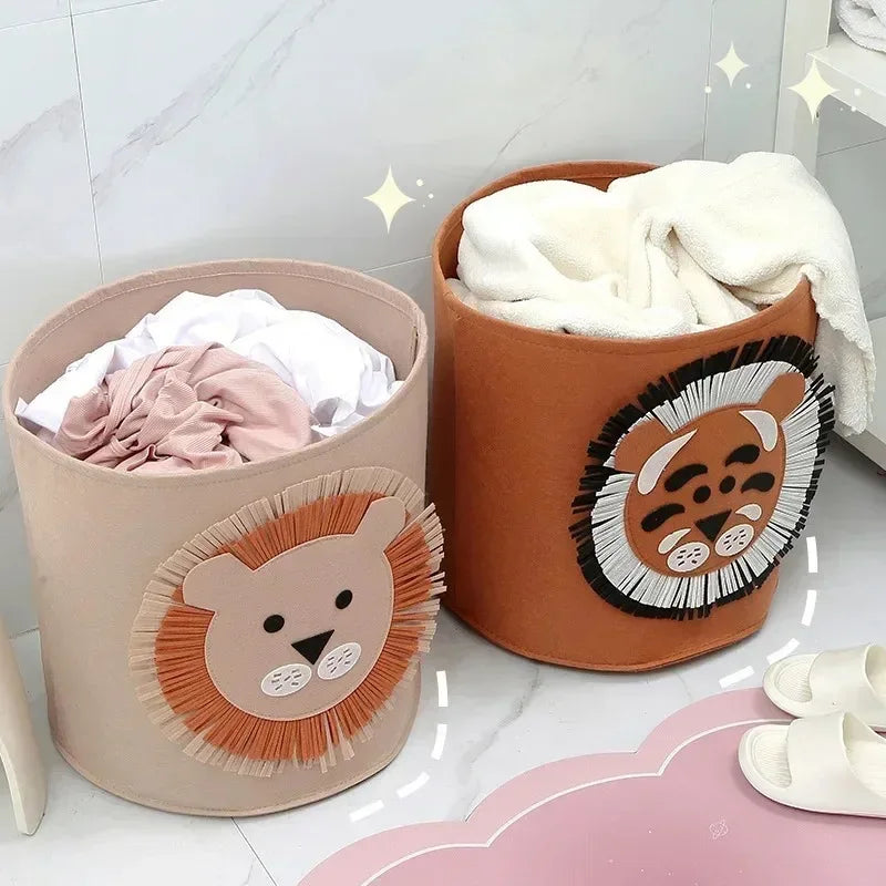 Large Felt Kids Toy & Laundry Basket – Cartoon Animal Design