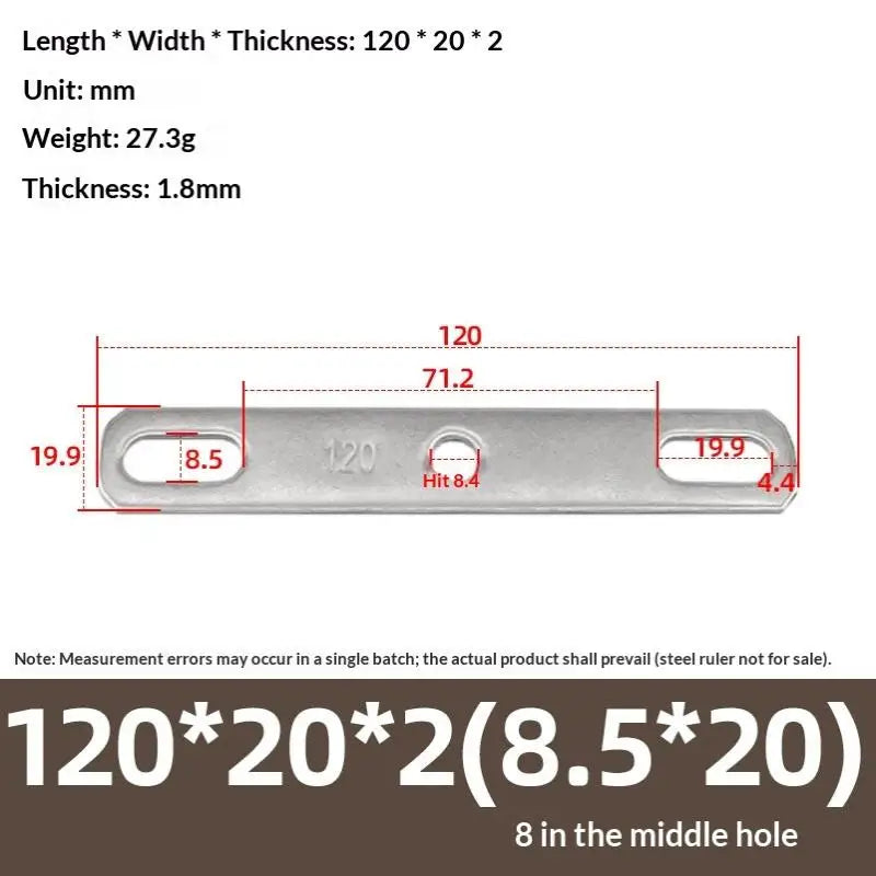 Double Hole Metal Straight Plate 304 Stainless Steel Thickened Flat Gasket With Holes Blocking Plate Bolt Accessories Peaceful Pleasures Health and Wellness 120x20x2cm C