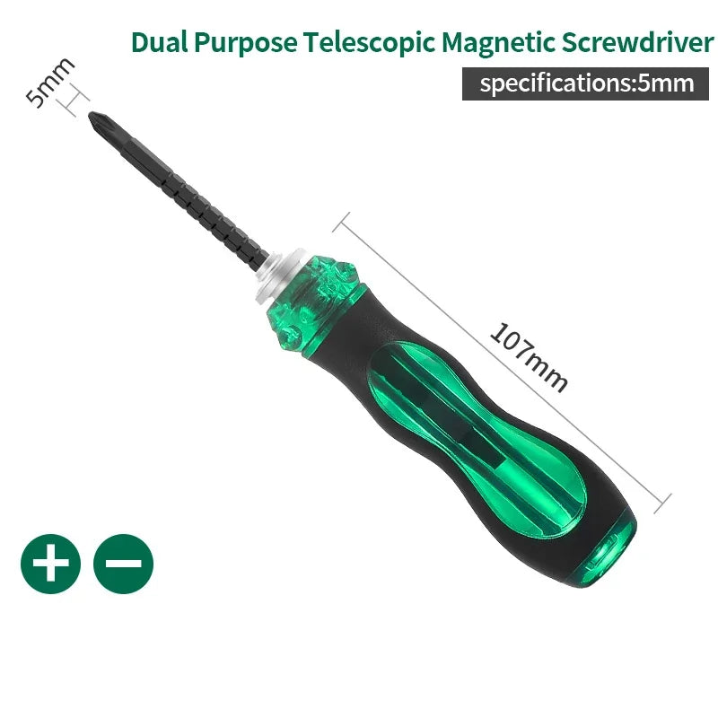 Multipurpose Dual Purpose Adjustable Length Telescopic Magnetic Non Slip Repair Hand Cross for Household Screwdriver Screw Peaceful Pleasures Health and Wellness 5mm 1pcs