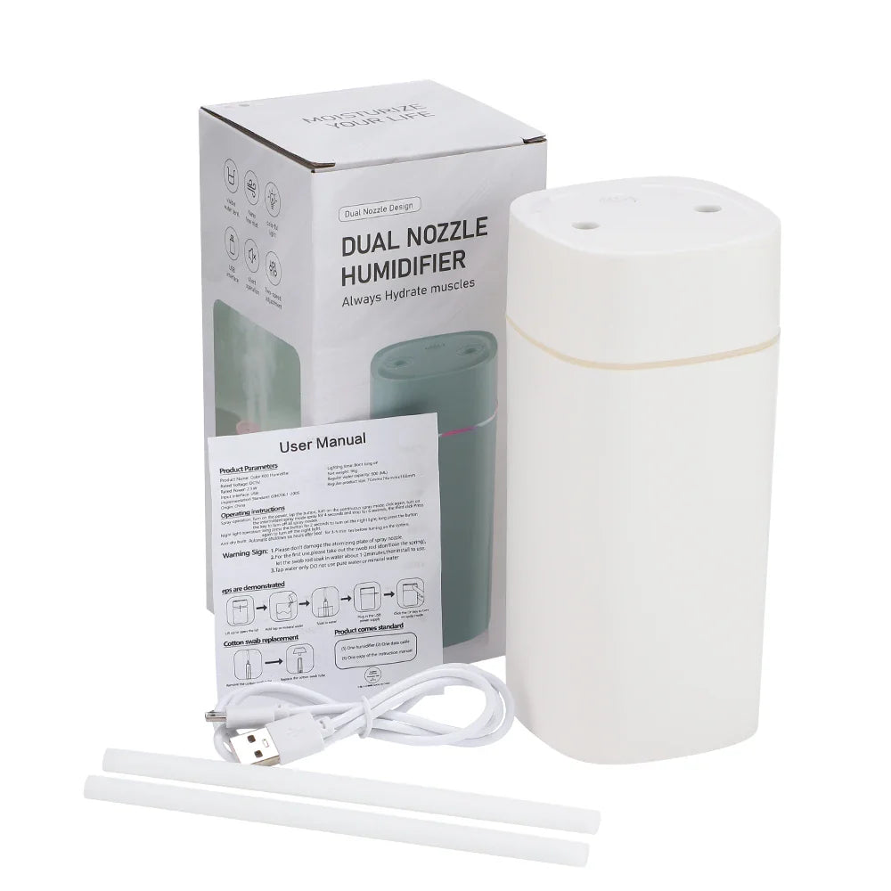 600ml USB Mini Humidifier – Nano Mist, Aromatherapy & Color Light