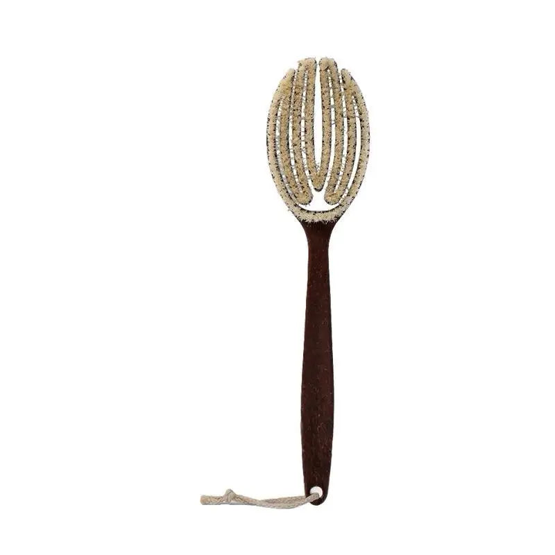 Natural Boar Bristle & Coconut Fiber Long Handle Bath Brush Body Exfoliating Brush Peaceful Pleasures Health and Wellness 1pcs