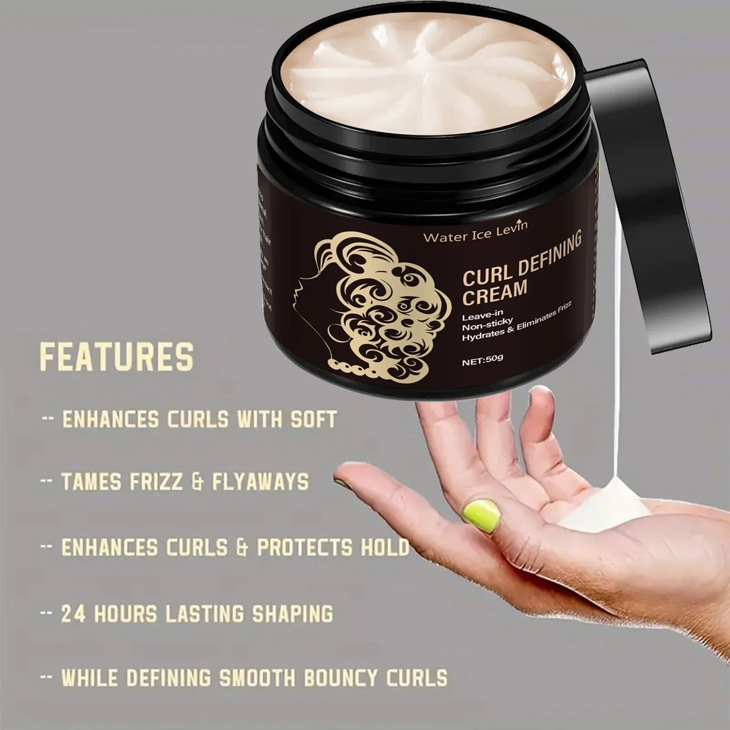 Travel Curl Cream 50g – Coconut Oil Leave-In Frizz Control