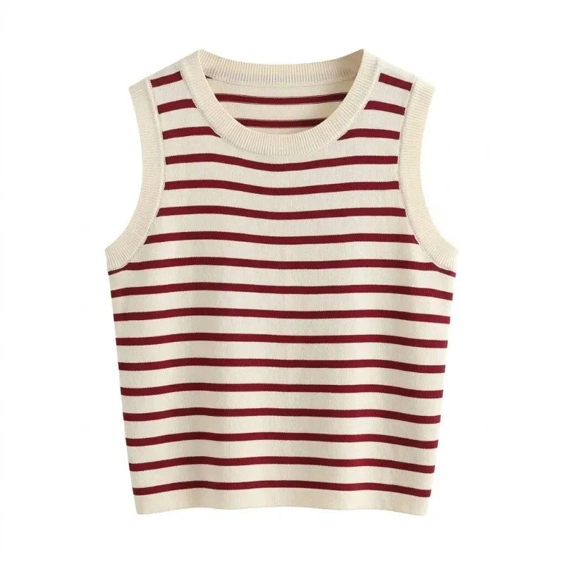 Women's Striped Knit Tank Top | Sleeveless Summer Blouse