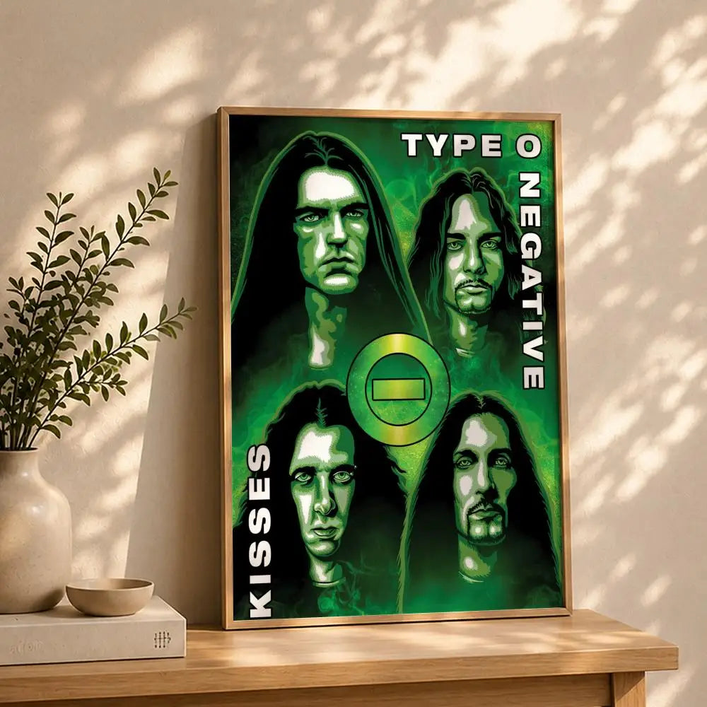 Band T-Type O NegativeS Poster HD Self Adhesive Waterproof Wall Art Ideal for Home Office Dorm Bedroom Great Gift Peaceful Pleasures Health and Wellness White15 21X30cmNoframe