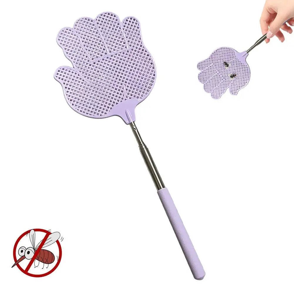 Adjustable Stainless Steel Telescopic Pole Fly Swatter Flexible Bug Swatters for Kitchen, Patio & Living Room Summer Peaceful Pleasures Health and Wellness D