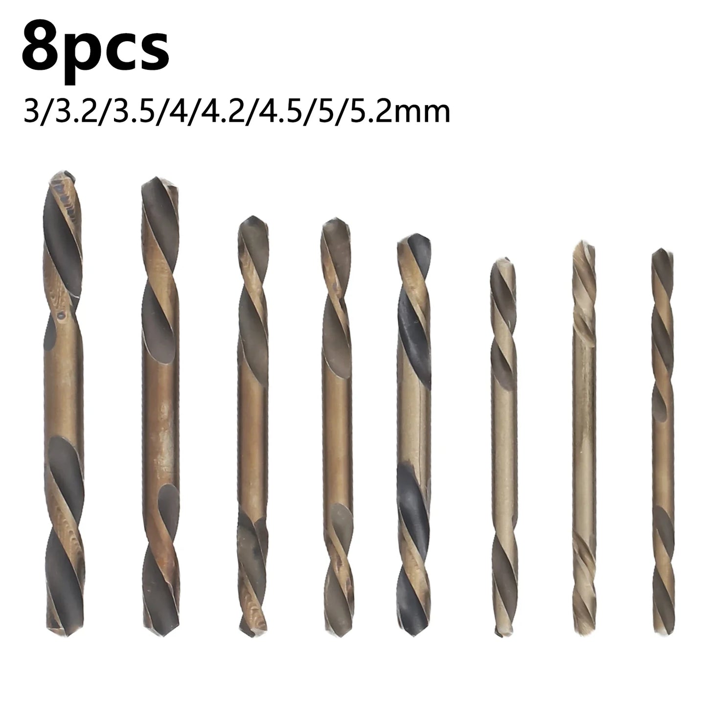 8-Pc Double-Head Twist Drill Bit Set 3–5.2mm – Wood & Metal