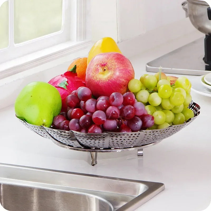 Stainless Steel Folding Steamer Basket – Expandable S/M/L